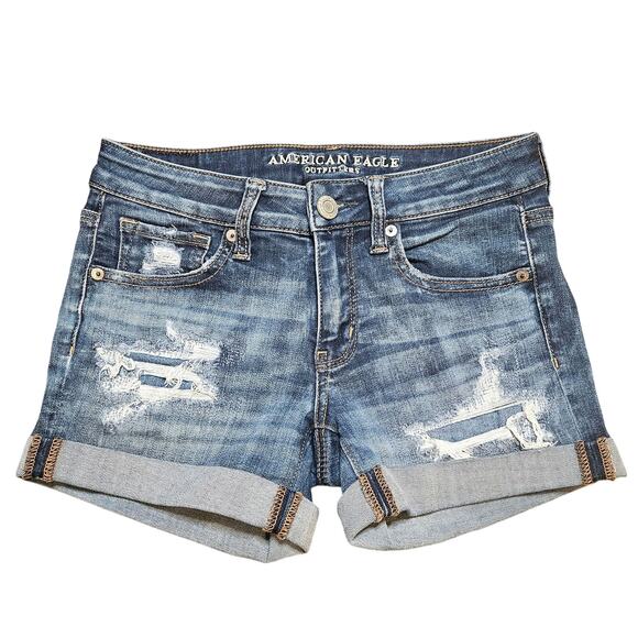 American Eagle Outfitters Pants - American Eagle Outfitters AEO Midi Jean Shorts Super Super Stretch Size 2
